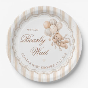 We Can Bearly Wait Neutral Baby Shower Paper Plate