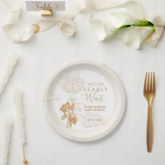 We Can Bearly Wait Neutral Baby Shower Paper Plate