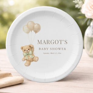 We Can Bearly Wait Neutral Baby Shower Party Paper Plate
