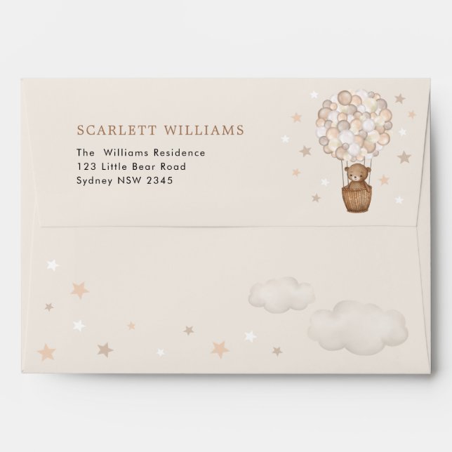 We Can Bearly Wait Neutral Bear Hot Air Balloons Envelope (Back (Top Flap))