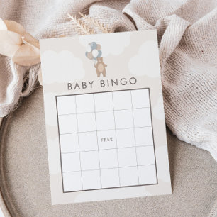 We Can Bearly Wait Neutral Blue Baby Bingo Game Enclosure Card