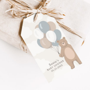 We Can Bearly Wait   Neutral Blue Boy's Favour Gift Tags