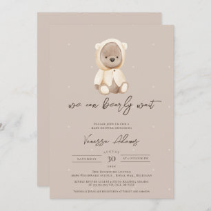 We Can Bearly Wait Neutral Teddy Bear Baby Shower Invitation