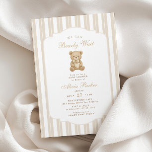 We can bearly wait neutral teddy bear baby shower invitation