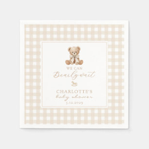 We can bearly Wait Neutral Teddy bear baby shower Napkin
