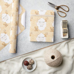We Can Bearly Wait Neutral Teddy Bear Baby Shower Wrapping Paper
