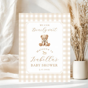  We can bearly wait neutral Teddy bear Welcome Poster