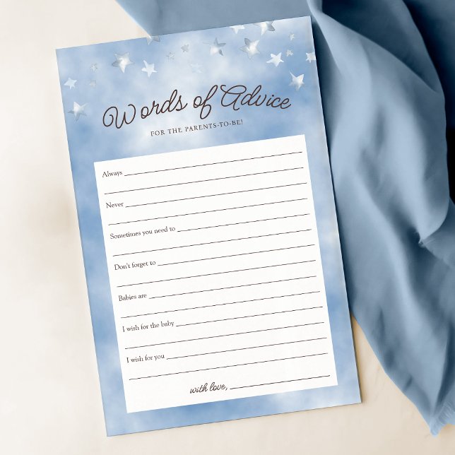 We Can Bearly Wait Pastel Blue Baby Advice Card (Creator Uploaded)