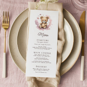 We Can Bearly Wait Pastel Pink Baby Shower Menu