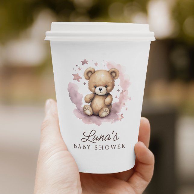 We Can Bearly Wait Pastel Pink Baby Shower Paper Cups (Creator Uploaded)