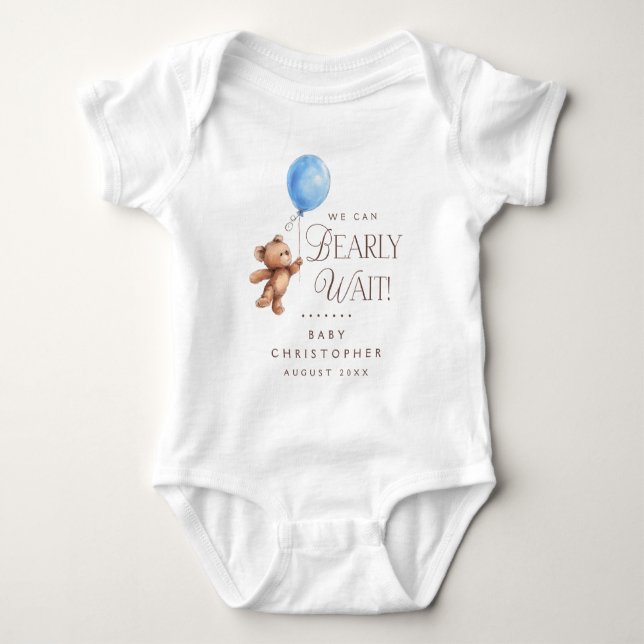 We Can Bearly Wait Personalised Baby Bodysuit (Front)