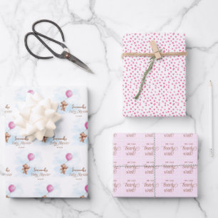 We Can Bearly Wait Personalised Baby Shower  Wrapping Paper Sheet