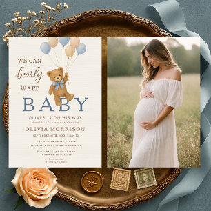 We Can Bearly Wait Photo Baby Shower Invitation