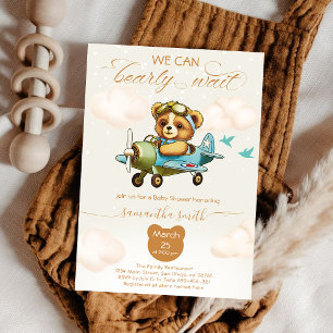 We can bearly wait Pilot boy baby shower Invitation