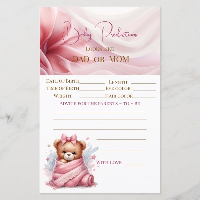 We Can Bearly Wait Pink Baby Shower (Front)