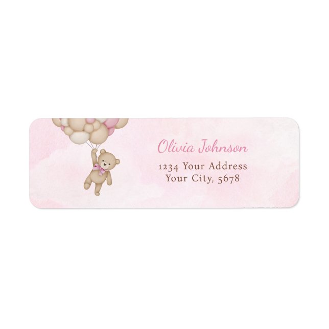 We Can Bearly Wait Pink Baby Shower Address (Front)