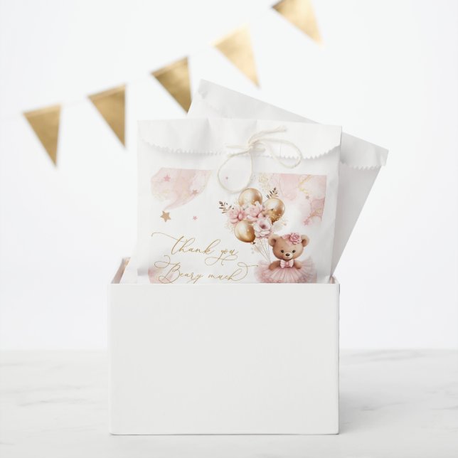 We Can Bearly Wait Pink Baby Shower Favour Bags (Party)