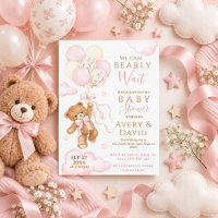 We Can Bearly Wait Pink Baby Shower Girl