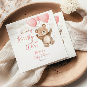 We Can Bearly Wait Pink Baby Shower Napkins