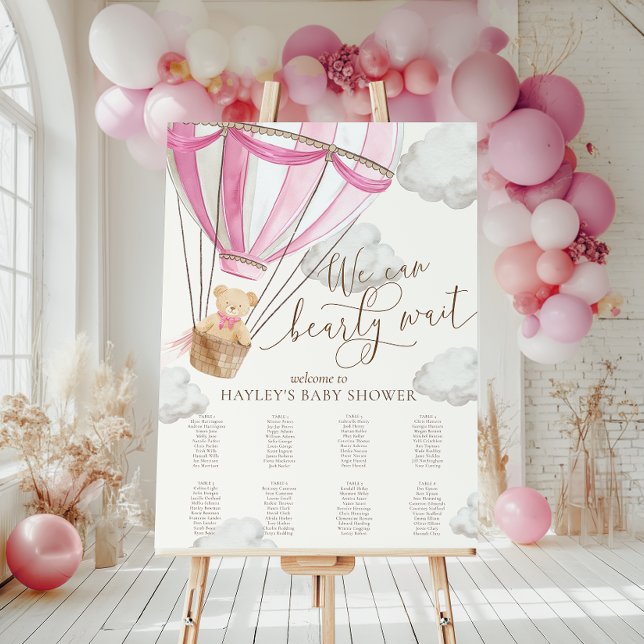 We Can Bearly Wait Pink Baby Shower Seating Chart (Creator Uploaded)