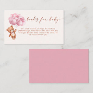 We Can Bearly Wait Pink Balloon Books For Baby Enclosure Card