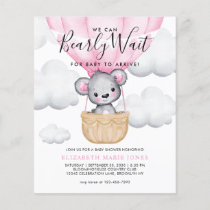 We Can Bearly Wait Pink Balloon Girl Baby Shower
