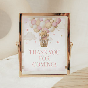 We Can Bearly Wait Pink Bear Thank you for Coming Poster