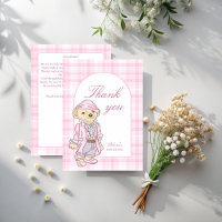 We can bearly wait pink classic plaid baby shower