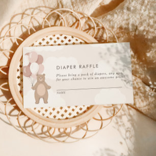 We Can Bearly Wait Pink Diaper Raffle Shower Enclosure Card