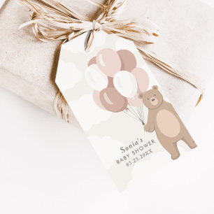 We Can Bearly Wait   Pink Girl's Favour Gift Tags