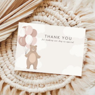 We Can Bearly Wait Pink Girls Thank You Card