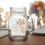 We Can Bearly Wait! Pink Gold Baby Shower Mason Jar<br><div class="desc">We Can Bearly Wait! :) This little bear is waiting for the big baby party, sitting in a hot air balloon built out of pink and gold balloons. Whimsical watercolors and modern typography complement the design. Personalise this cute Bear Baby Shower item with your baby shower details easily and quickly....</div>