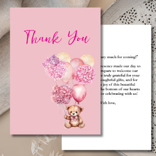 We can bearly wait pink hydrangea Thank you cards