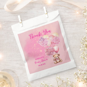 We Can Bearly Wait Pink Hydrangeas & Balloon Favour Bags