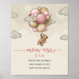 We can bearly wait pink ivory brown Mum-osa bar Poster