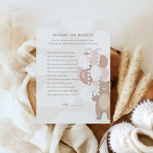 We Can Bearly Wait   Pink Mummy or Daddy Game Enclosure Card