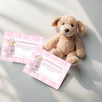 We can bearly wait pink plaid diaper raffle