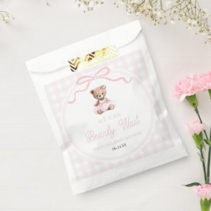 We Can Bearly Wait Pink Teddy Bear Baby Shower Favour Bags