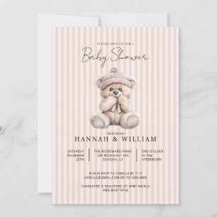 We Can Bearly Wait Pink Winter Baby Shower Invitation