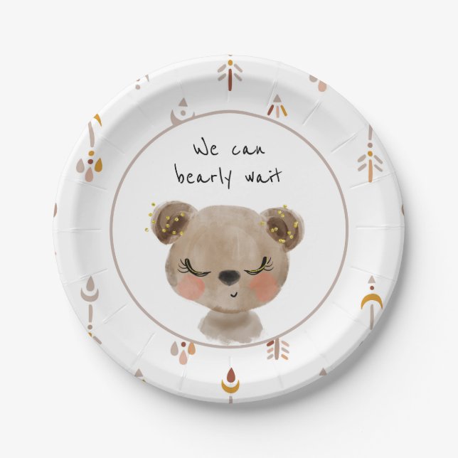 We Can Bearly Wait Plates Teddy Bear Baby Shower (Front)