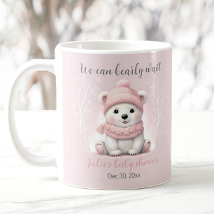 We Can Bearly Wait Polar Bear Name Baby Shower Mug