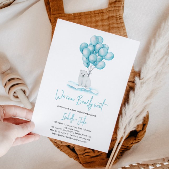 We Can Bearly Wait Polar Bear Winter Baby Shower Invitation (Creator Uploaded)