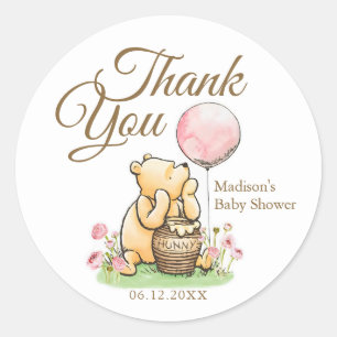 We Can Bearly Wait Pooh Baby Shower Neutral Classic Round Sticker
