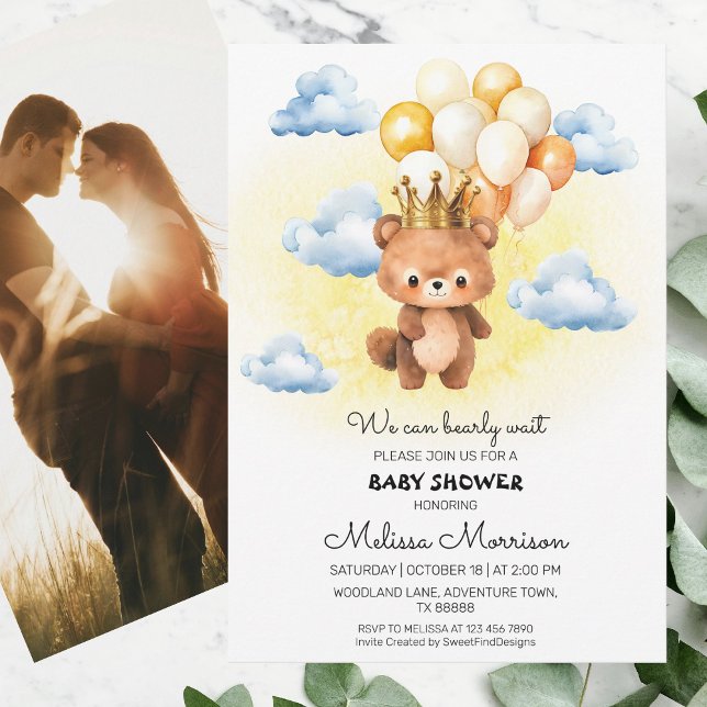 We Can Bearly Wait Prince Bear Baby Boy Shower Invitation (We Can Bearly Wait Prince Bear Baby Boy Shower Invitation)