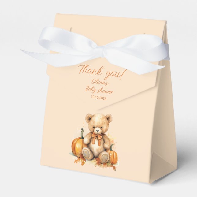 We Can Bearly Wait  Pumpkin Baby Shower Favour Box (Front Side)