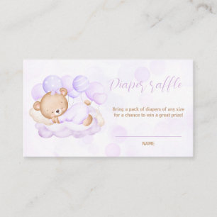 We Can Bearly Wait Purple Diaper Raffle Card