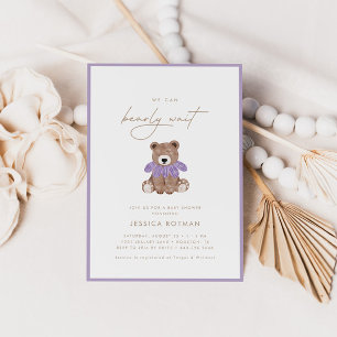 We Can Bearly Wait – Purple Girls Baby Shower Invitation