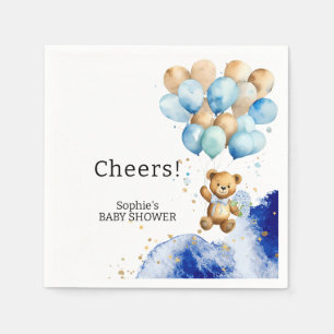 We Can Bearly Wait Royal Blue And Gold Abstract Napkin