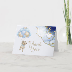 We can bearly wait royal blue gold abstract photo  thank you card
