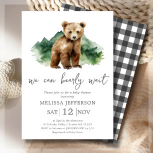 We Can Bearly Wait Rustic Baby Shower Invitation